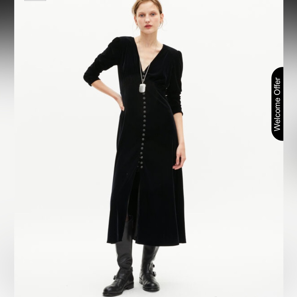 The Kooples Black Velvet Long Sleeve Dress